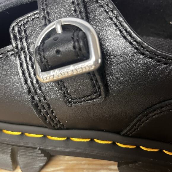 New Dr Doc Marten Audrick T Bar Shoes Womens 7 Black Leather Mary Jane Platform - Picture 15 of 16